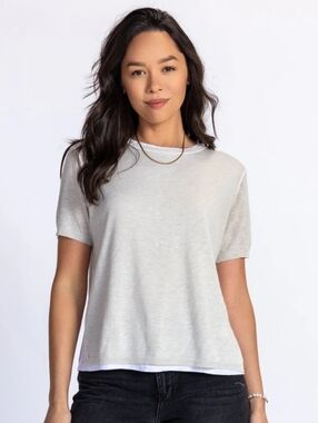 Classic Crewneck Short Sleeve Top in Light Gray